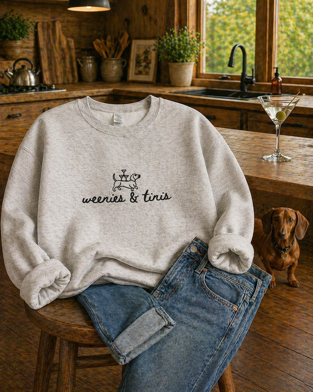 Dachshund and Martini Crewneck